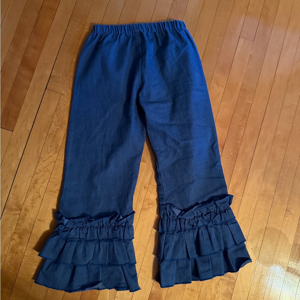 Blue Ruffle Hem Jeans - Picture 6 of 7